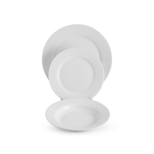 طقم سفرة بورسلان ابيض سادة فاخر 18 قطعة 6 اشخاص