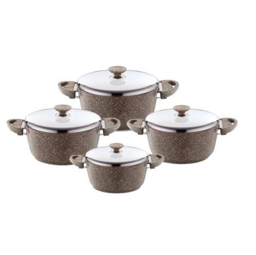 طقم قدور سافلون جرانيت تركي 8 قطعة بني