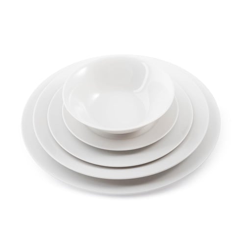 طقم سفرة بورسلان بون شاينا ابيض كريمي سادة 32 قطعة