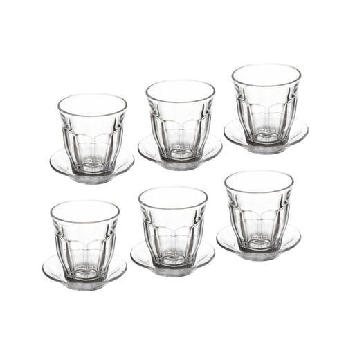 طقم كاسات شاي زجاج مع الصحون 12 قطعة 6 اشخاص كاسات...