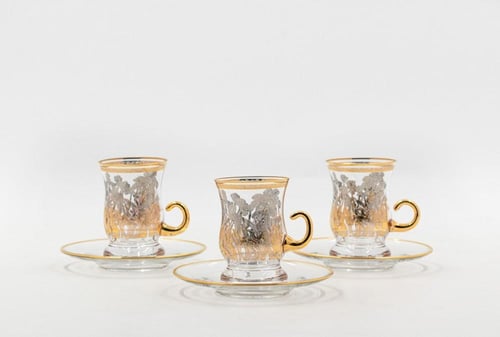 كاسات شاي كريستال تركي مجموعة الياسمين