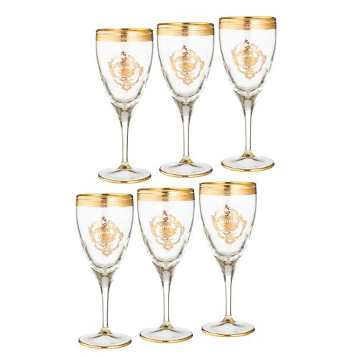 طقم كاسات عصير كريستال تركي ذهبي 6 قطعة