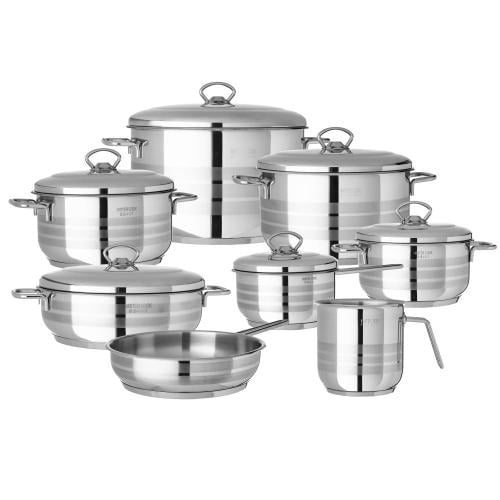 طقم قدور استيل تركي 14 قطعة مستر كوك 18/10
