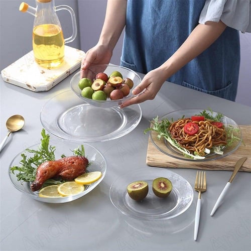 طقم صحون زجاج شفاف لومينارك 6 قطعة مقاس 24 سم