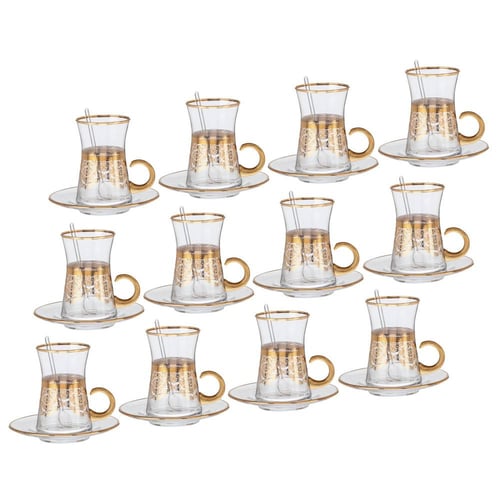 طقم كريستال 76 قطعة ذهبي تركي