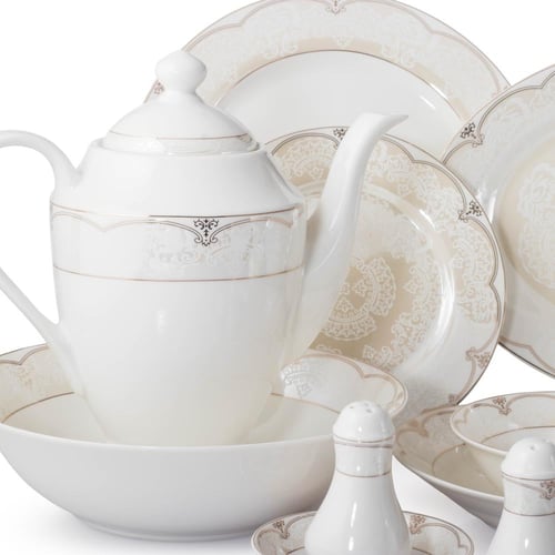 طقم سفرة فاخر من البورسلان مكون من 70 قطعة 6 اشخاص