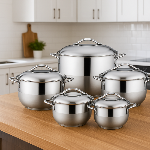 طقم قدور استيل تركي 18/10 , 10 قطعة