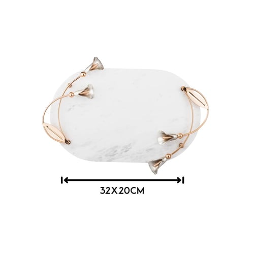 ستاند بيضاوي من الرخام للتسريحة والديكور 20 × 32 س...