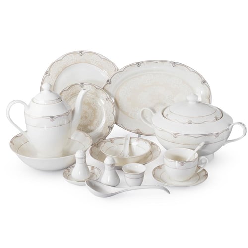 طقم سفرة فاخر من البورسلان مكون من 70 قطعة 6 اشخاص