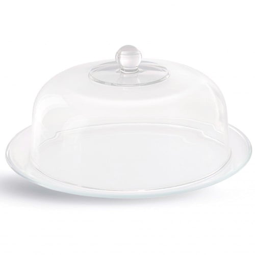 صحن كيك زجاج بغطاء متحرك
