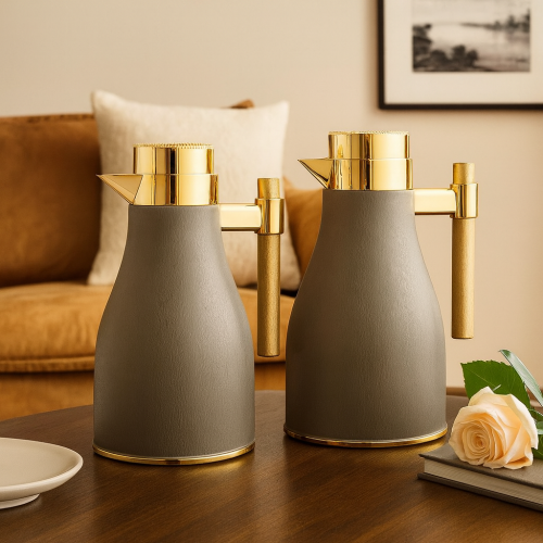 السيف طقم ترامس ادوان رمادي ذهبي 1+1 ليتر