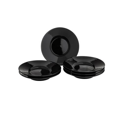 طقم صحون تقديم الحلا بورسلان اسود 6 قطعة مقاس 15 س...