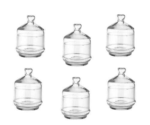 طقم مطبقيات من الزجاج بغطاء للحلويات والتمر والمكس...