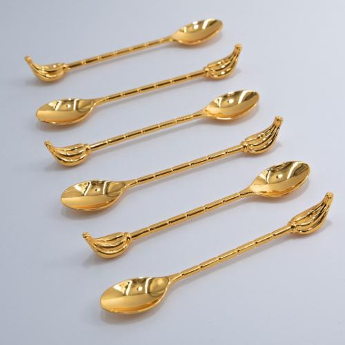 ملاعق شاي معدن ذهبي 6 قطعة يدور موزة