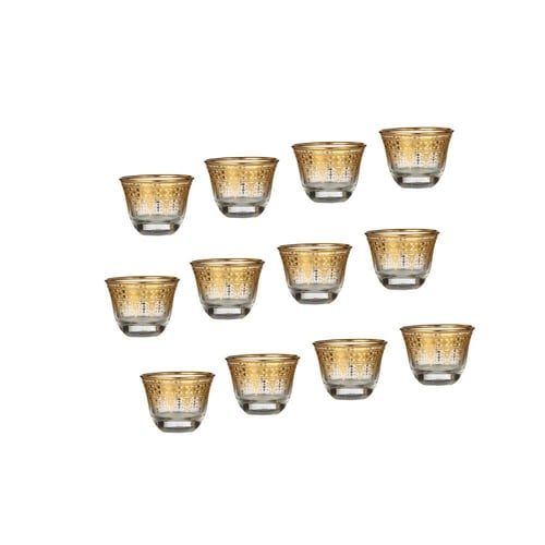 طقم كريستال تركي 76 قطعة مزخرف ذهبي