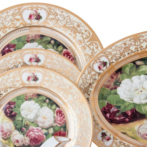 طقم سفرة بورسلان فاخر 107 قطعة