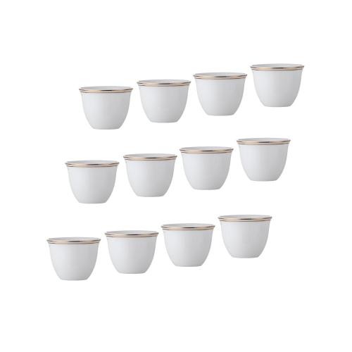 فناجين قهوة سعودي بورسلان ابيض ذهبي 12 قطعة