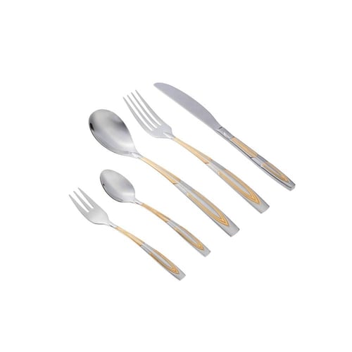 طقم شنطة ملاعق ستيل ذهبي 72 قطعة