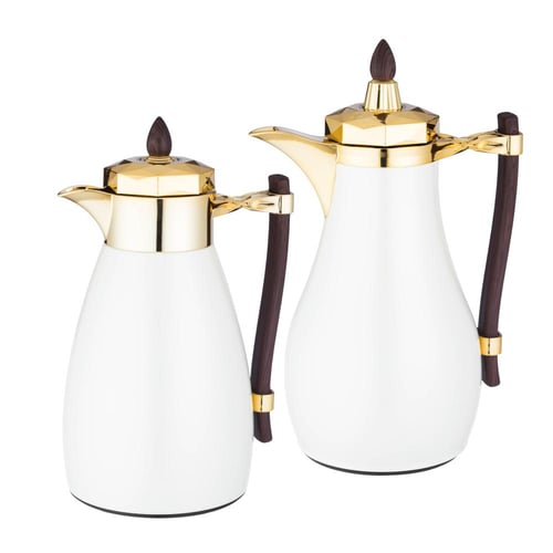 طقم ترامس مكون من قطعتين ابيض ذهبي الدانة