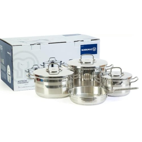 كوركماز قدور استيل ASTRON 18/10 تركي 7 قطعة