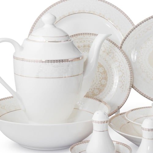 طقم سفرة فاخر من البورسلان مكون من 70 قطعة 6 اشخاص