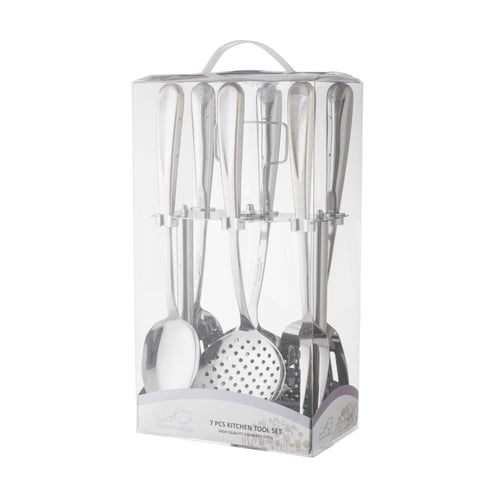 طقم ملاعق غرف استانلس استيل 6 قطع نقش فضي ذهبي