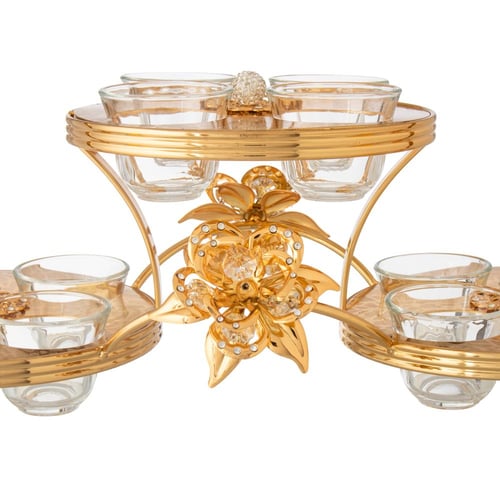 شيالة فناجين قهوة سعودي معدن ذهبي فاخر مع 12 فنجان...