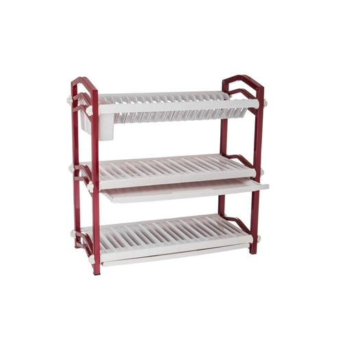 حامل صحون 3 دور من المعدن والبلاستيك