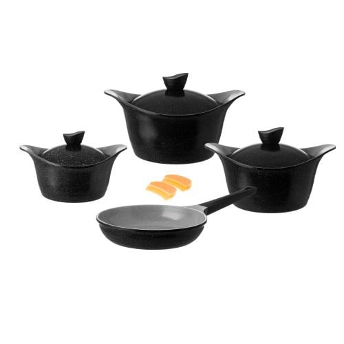 طقم قدور جرانيت لاهويا 9 قطعة اسود