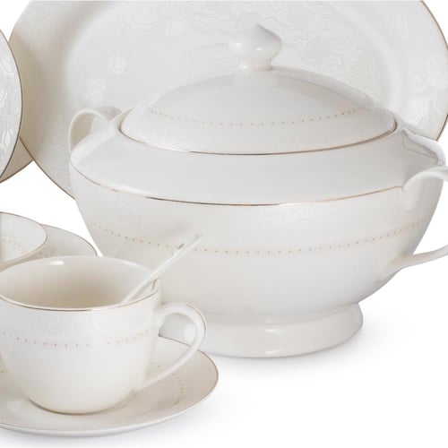 طقم سفرة فاخر من البورسلان مكون من 70 قطعة 6 اشخاص