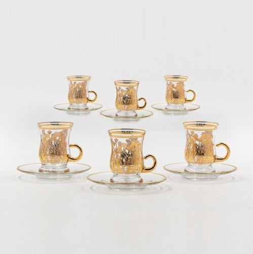 كاسات شاي كريستال تركي مجموعة الياسمين