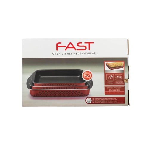 طقم صواني فرن من شركة FAST معدن مستطيل مانع للإلتص...