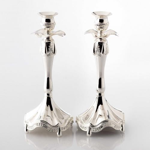 شمعدان معدن فضي 2 قطعة