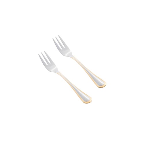 طقم شوك حى استانلس استيل فضي ذهبي 6 قطع