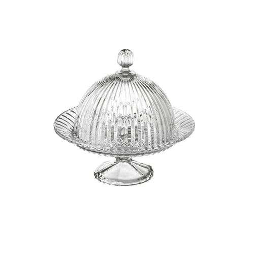 صحن كيك من الزجاج بقاعدة مقاس 20 سم