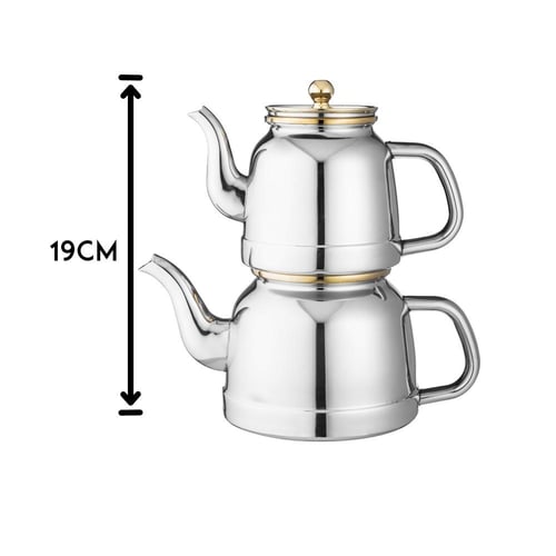 السيف طقم براريد شاي وسموار استيل وذهبي اكليل 2 لت...