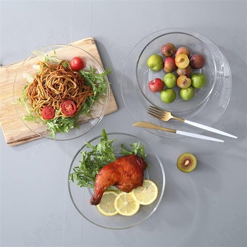 طقم صحون زجاج شفاف لومينارك 6 قطعة مقاس 24 سم