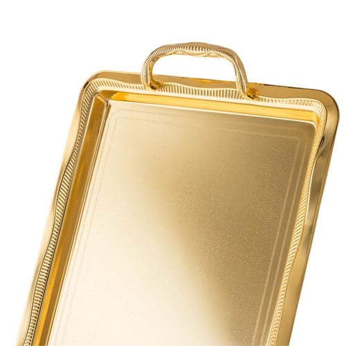 طقم صواني مستطيل منقط 3 قطع ذهبي