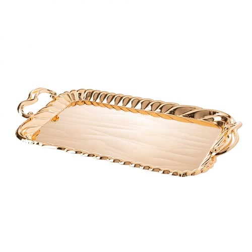 صواني تقديم معدن مستطيل ذهبي 3 قطعة