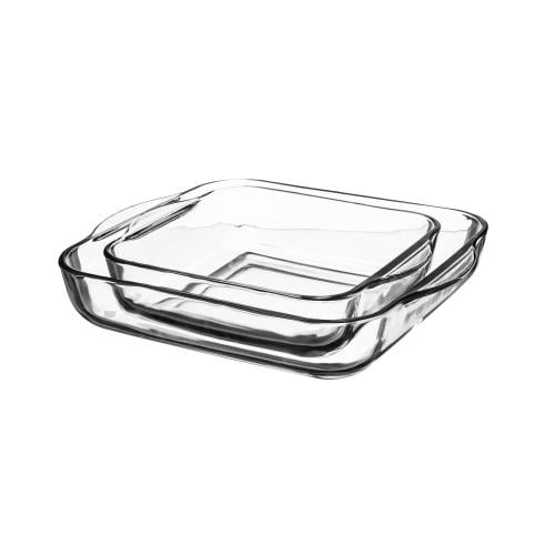 طقم صواني فرن زجاج مربع 2 قطعة