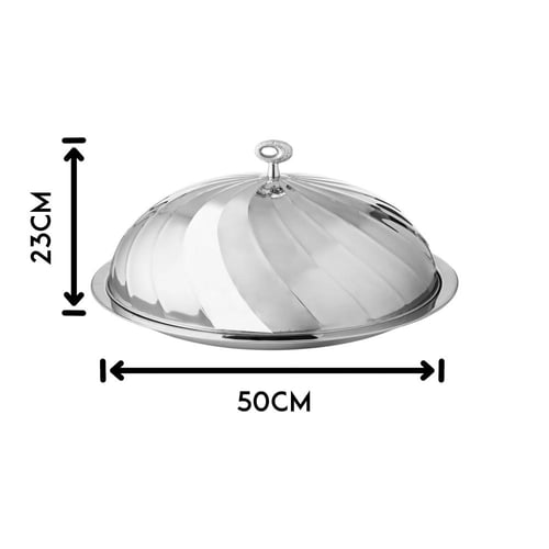 صحن كوزي استيل فضي مقاس 50 سم