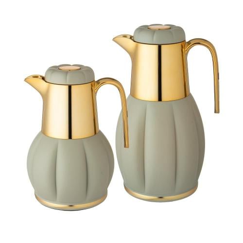 ريفان طقم ترمس 2 قطعة مضلع اخضر ذهبي