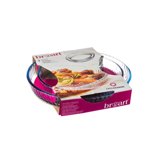 طقم صواني فرن زجاج مدور 2 قطعة