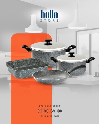 طقم قدور جرانيت نيوفلون 6 قطعة