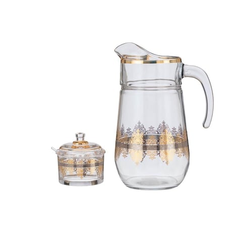 طقم كريستال 76 قطعة فضي ذهبي تركي