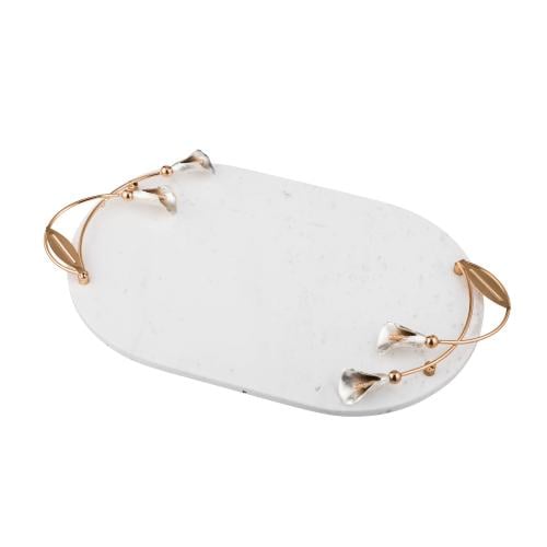 ستاند بيضاوي من الرخام للتسريحة والديكور 25 × 39 س...