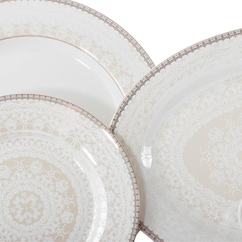 طقم سفرة فاخر من البورسلان مكون من 70 قطعة 6 اشخاص