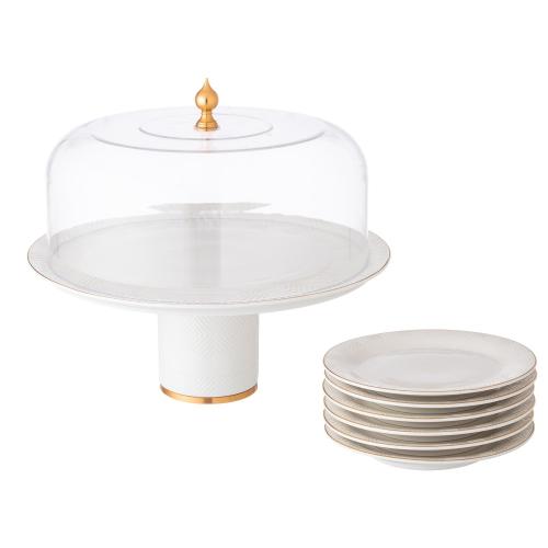 طقم كيك بورسلان ابيض 8 قطعة