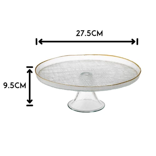 صحن تقديم الحلويات زجاج مدور مثلج وذهبي بقاعدة مقا...