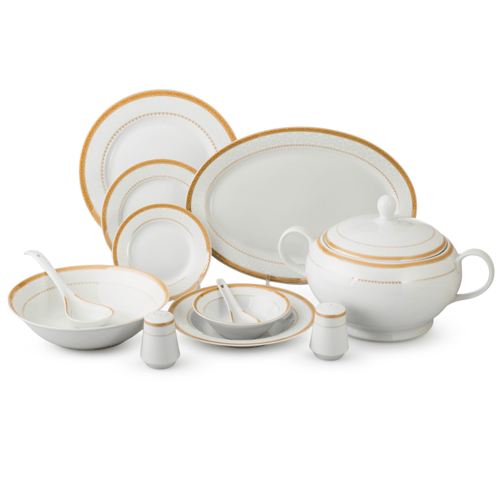 طقم سفرة بورسلان صيني بنقشات ناعمة 45 قطعة 6 اشخاص...